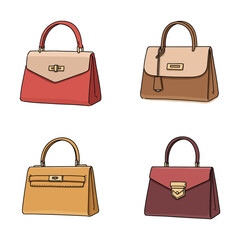 Four Stylish Handbag Designs Fashion Illustration