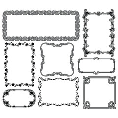 Floral décor vintage frames vector set