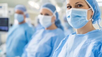 Group of healthcare professionals including doctors and nurses having a discussion about patient care and treatment in a hospital clinic room setting
