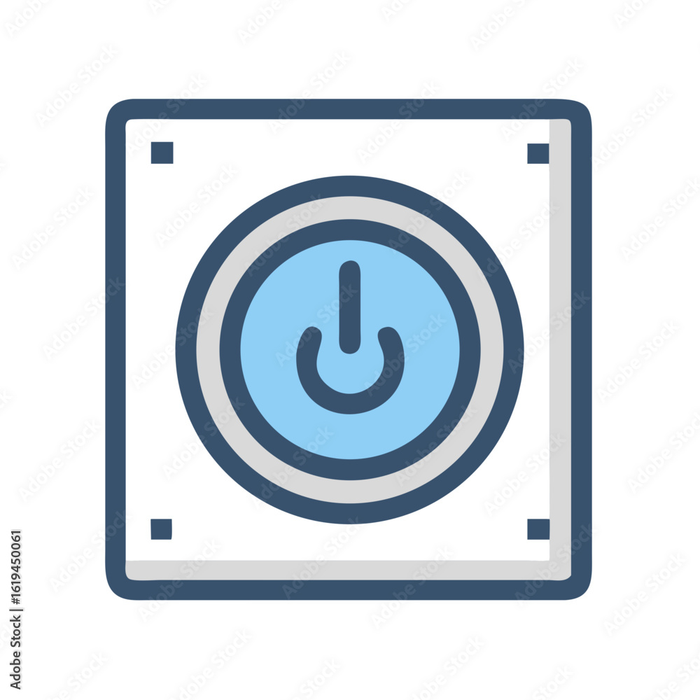 Poster isolated power button icon on black background for design