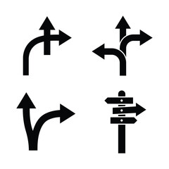 Collection of Black Arrow Direction Icons for Navigation
