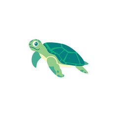 Cute green sea turtle vector illustration. Ocean animal, marine life, and wildlife design.