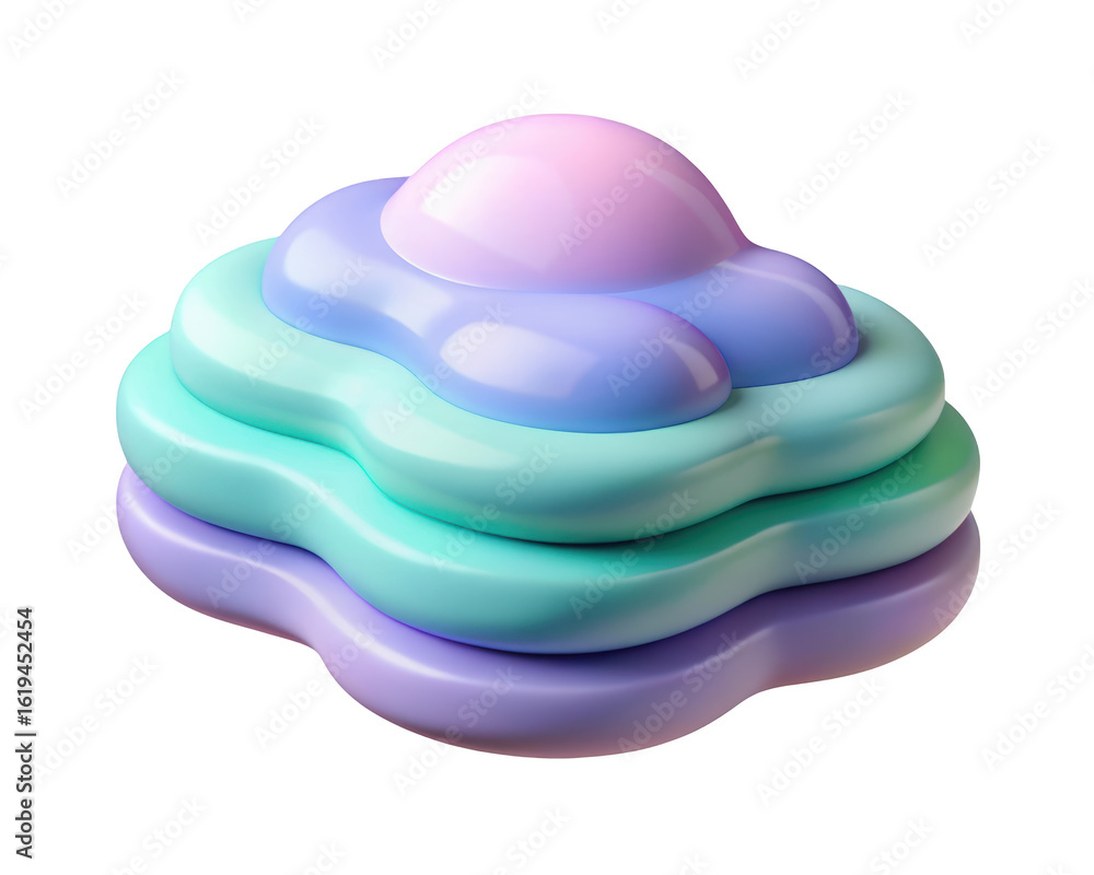 Poster abstract 3d rendered layered structure with soft pastel colors against background displaying smooth 