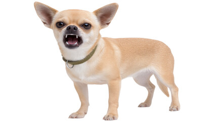 Obraz premium Angry isolated small dog on transparent background showing teeth with fierce expression
