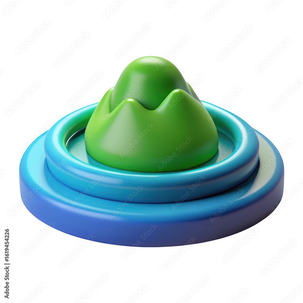 Poster glossy mountain icon on blue platform isolated on background stylish minimalist design graphic eleme