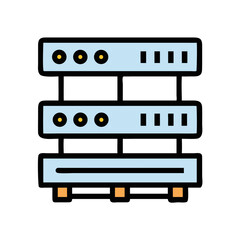 Abstract Network Server Rack Icon Illustration, Flat Design Style