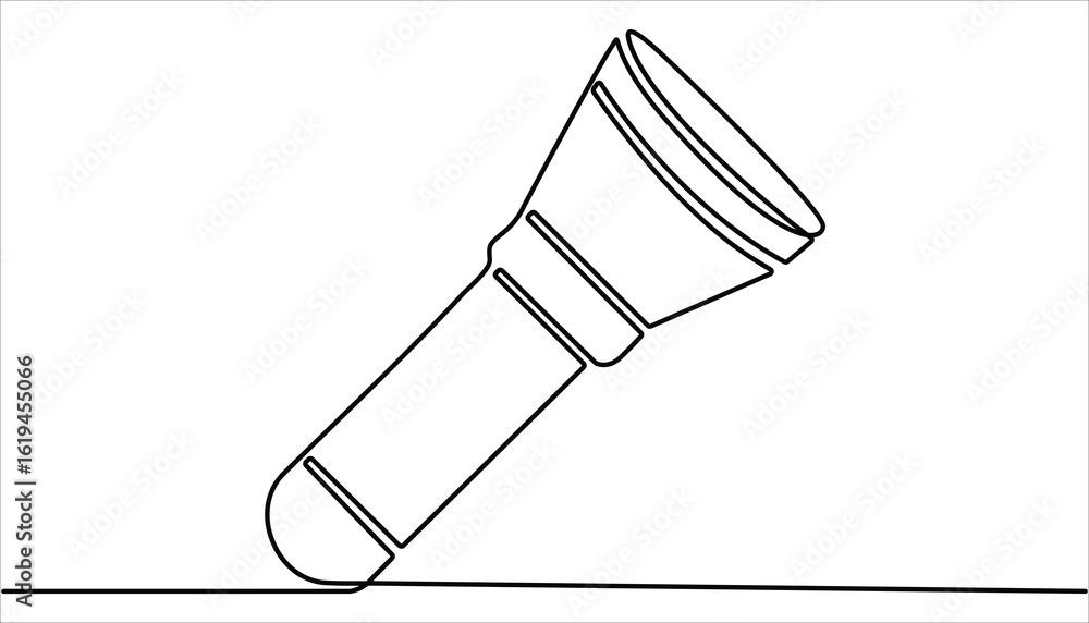 Poster one continuous line drawing of flashlight poster vector illustration. flashlight drawing one continu