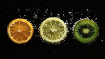 Citrus and Kiwi Slices in Sparkling Water.