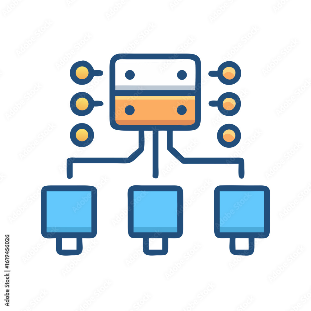 Aufkleber flat graphic of server network with cloud database structure