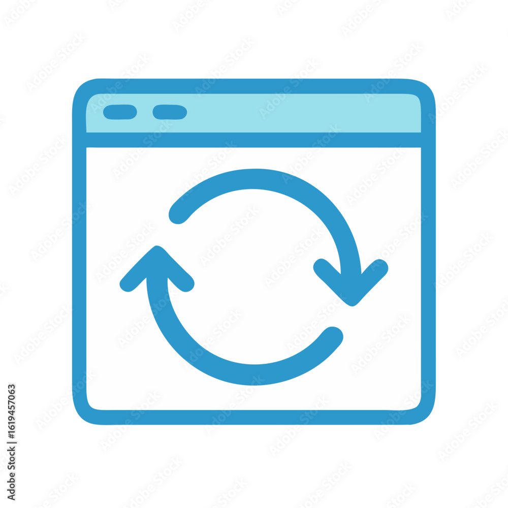Poster refresh icon inside a light blue window frame