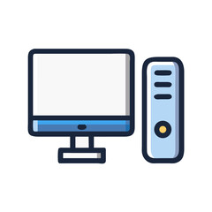 Stylized desktop computer with monitor and tower illustration