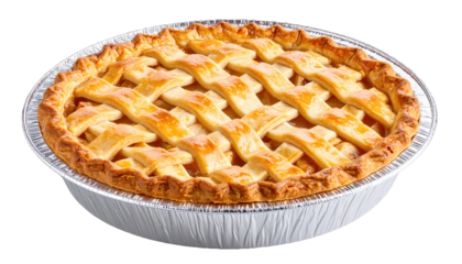 Transparent PNG availableA close up shot of a freshly baked apple pie with lattice