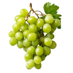 a collection of fresh green grapes on white background