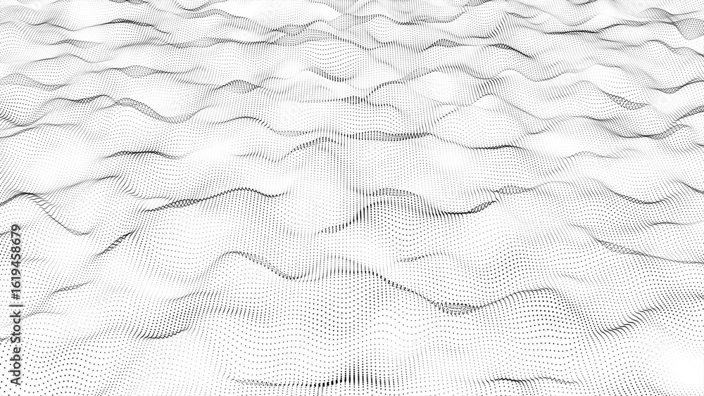 Poster abstract digital wave of particles. futuristic point wave. technology background.