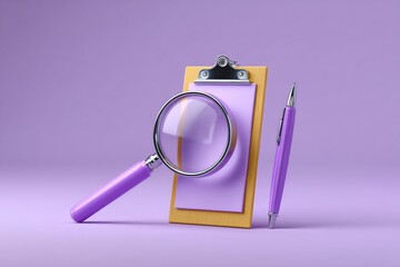 Research Concept with Clipboard and Magnifier