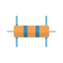 Cartoon resistor on black background with orange and blue