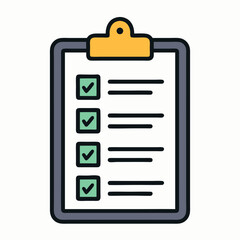 Clipboard with checklist and green checked boxes on white background