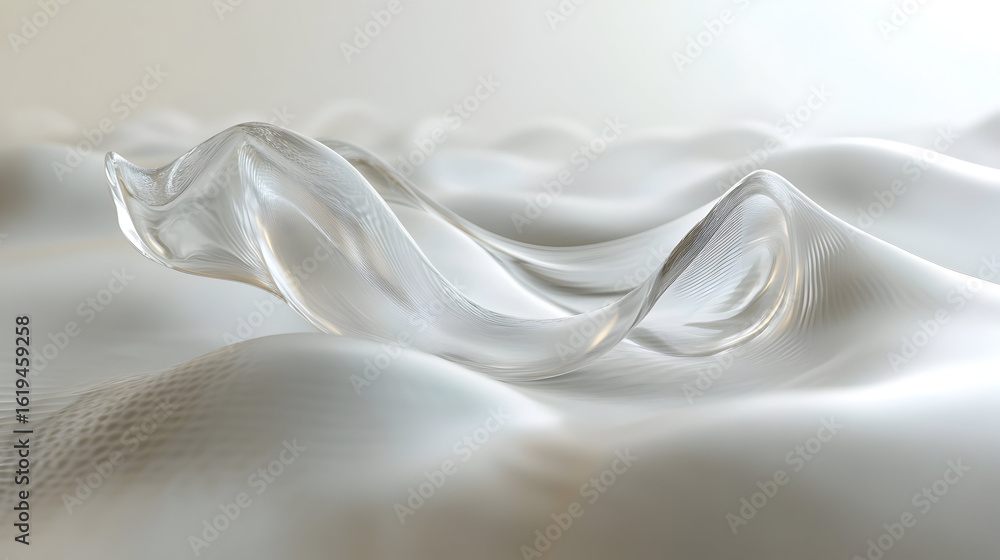 Aufkleber abstract translucent material on white surface with smooth wavy texture design