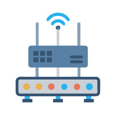 Obraz premium A modern wireless router illustration on solid black background