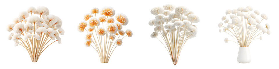 Floral Pom Pom Bouquet Set: Elegant Cream and Tan Flower Arrangements