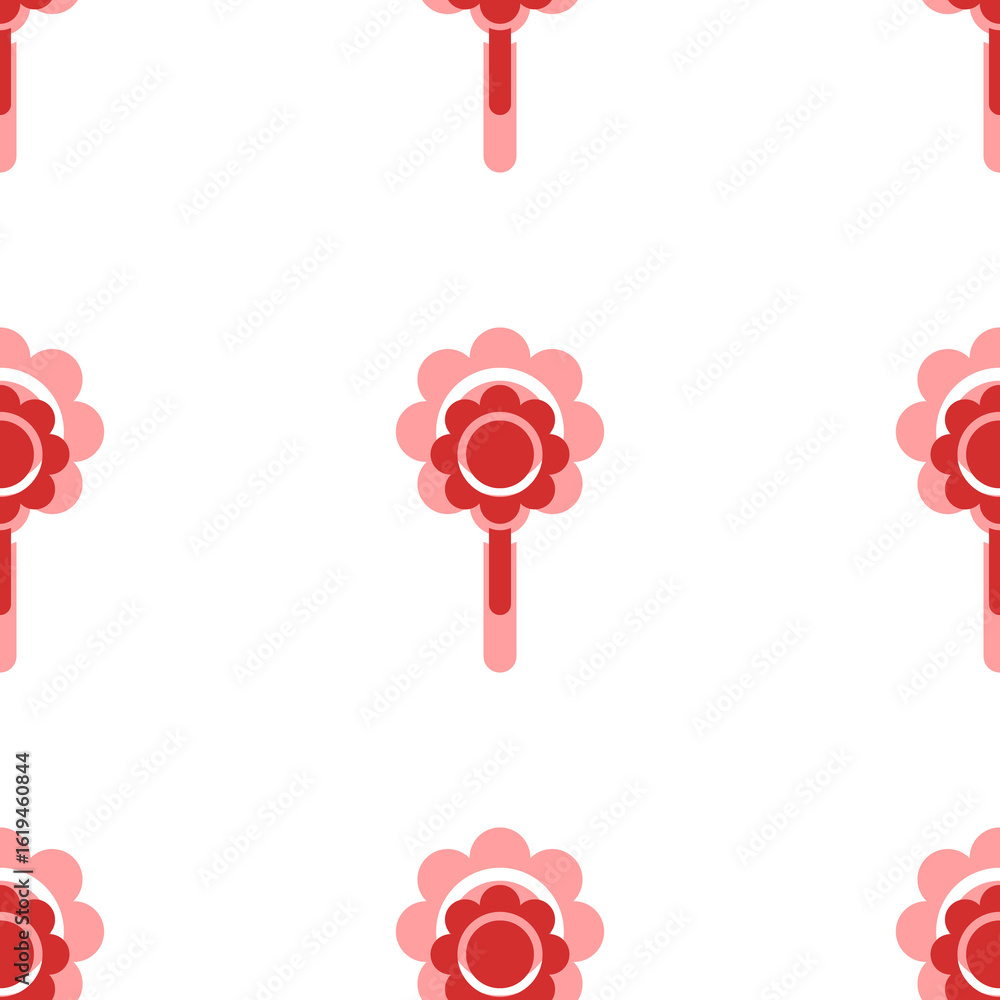 Poster seamless pattern of large isolated red chamomile symbols. the elements are evenly spaced. illustrati