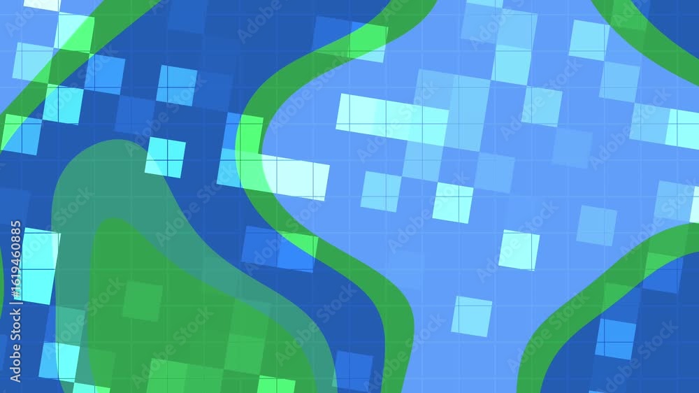 Aufkleber abstracts liquid blink square abstract animation featuring blue and green shapes moving across a gri
