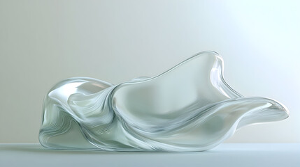 Elegant glass wave sculpture with smooth, flowing lines and translucent beauty
