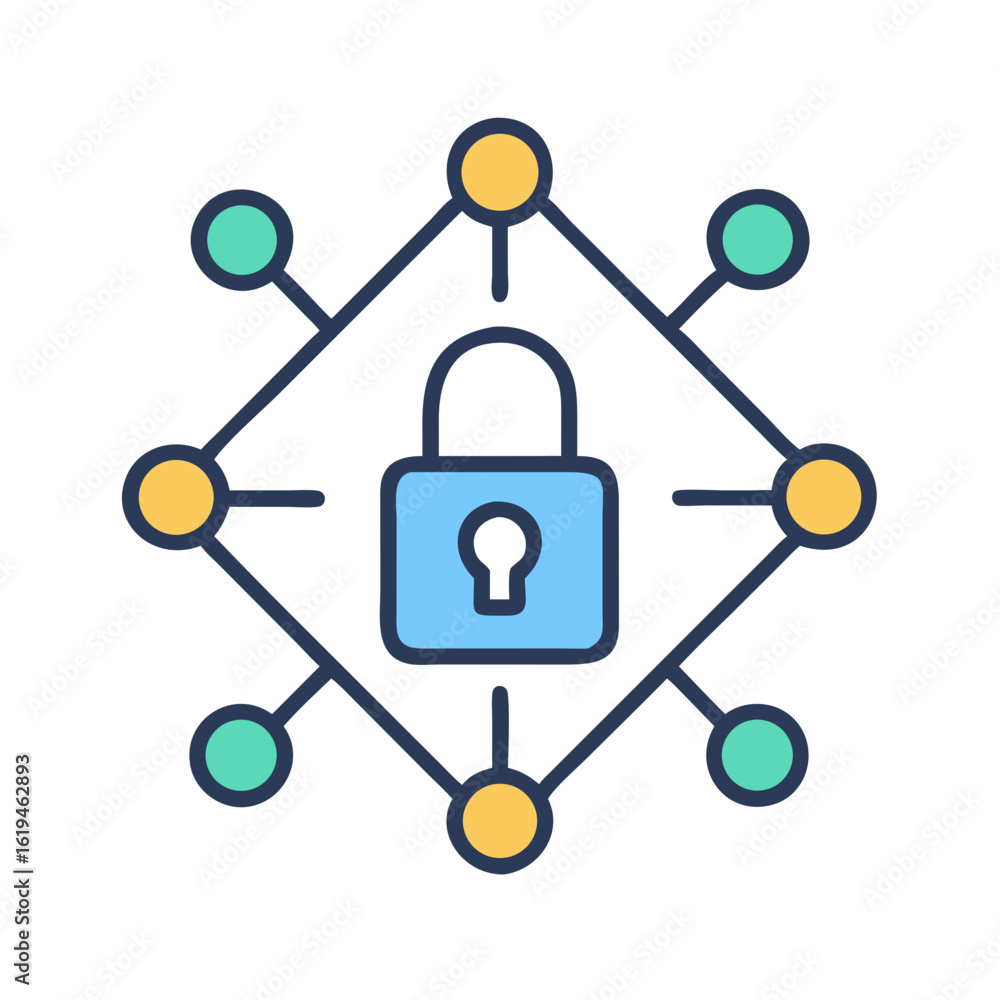 Poster secured network communication illustrating data encryption and protection