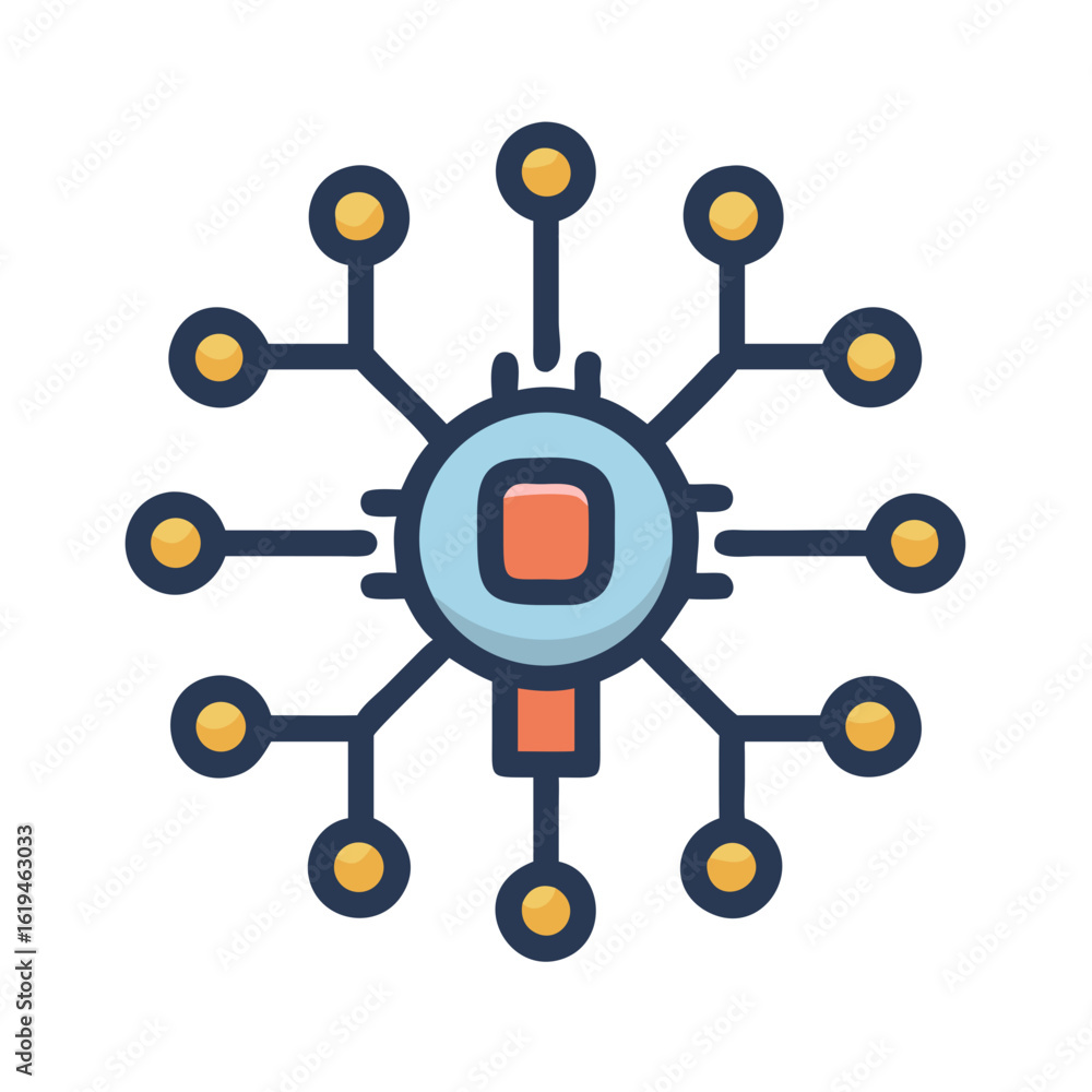 Aufkleber abstract network hub representing connection points and data transfer