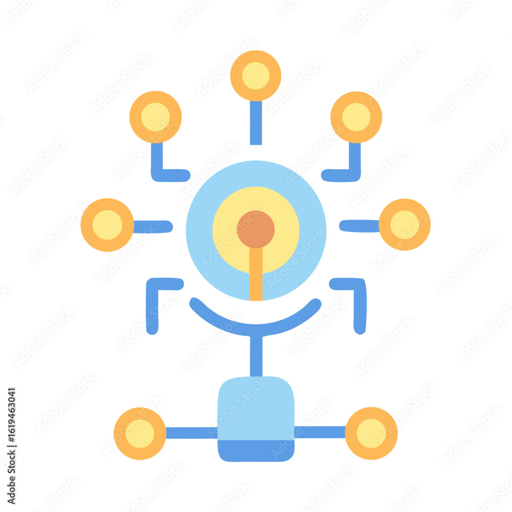 Poster network connection nodes in flat design on black background