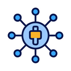 Network Icon Representing Connections in a Flat Style