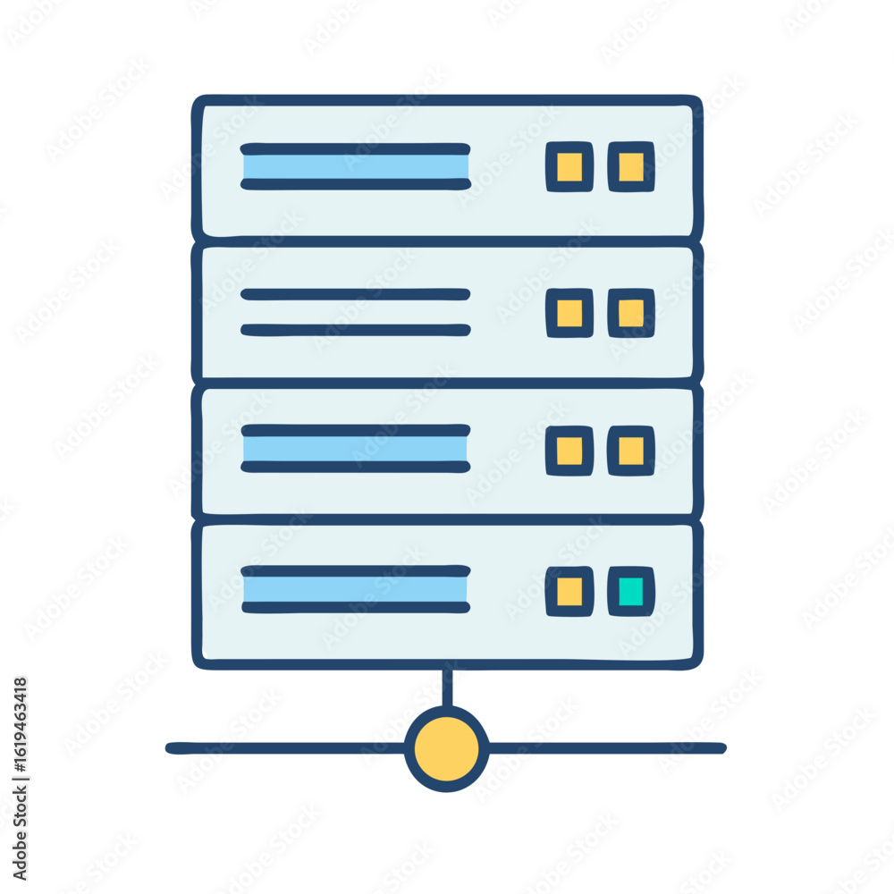 Poster cartoon server stack data storage network connection illustration design