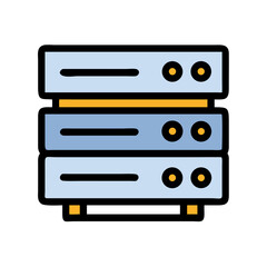 Server rack data center in flat graphic style illustration