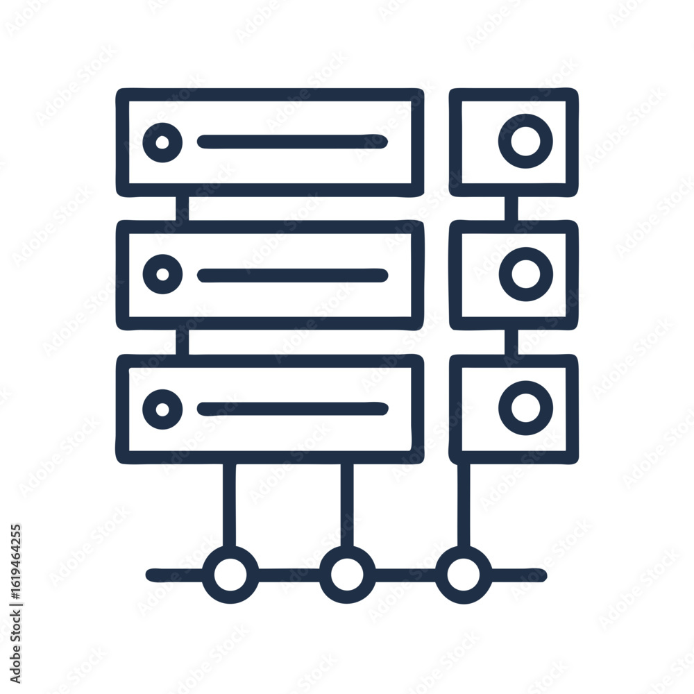 Poster database server connection outline on black background digital network