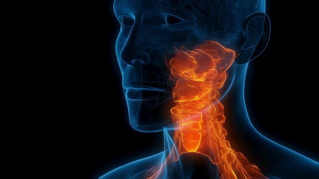 Timelapse sequence of parotid gland infection progression parotitis swelling intensifying with glowing orange inflammation.