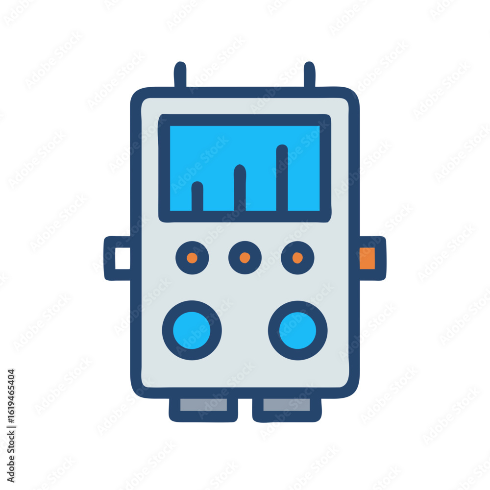 Poster retro digital device displaying data in a minimalist style