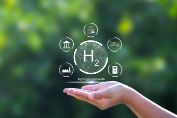Clean hydrogen energy concept and H2 for Sustainable Environment. eco-friendly industry