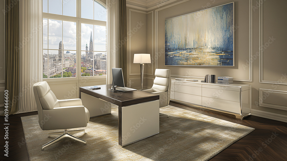Poster functional room featuring a desk and chair creating a productive and inviting work environment
