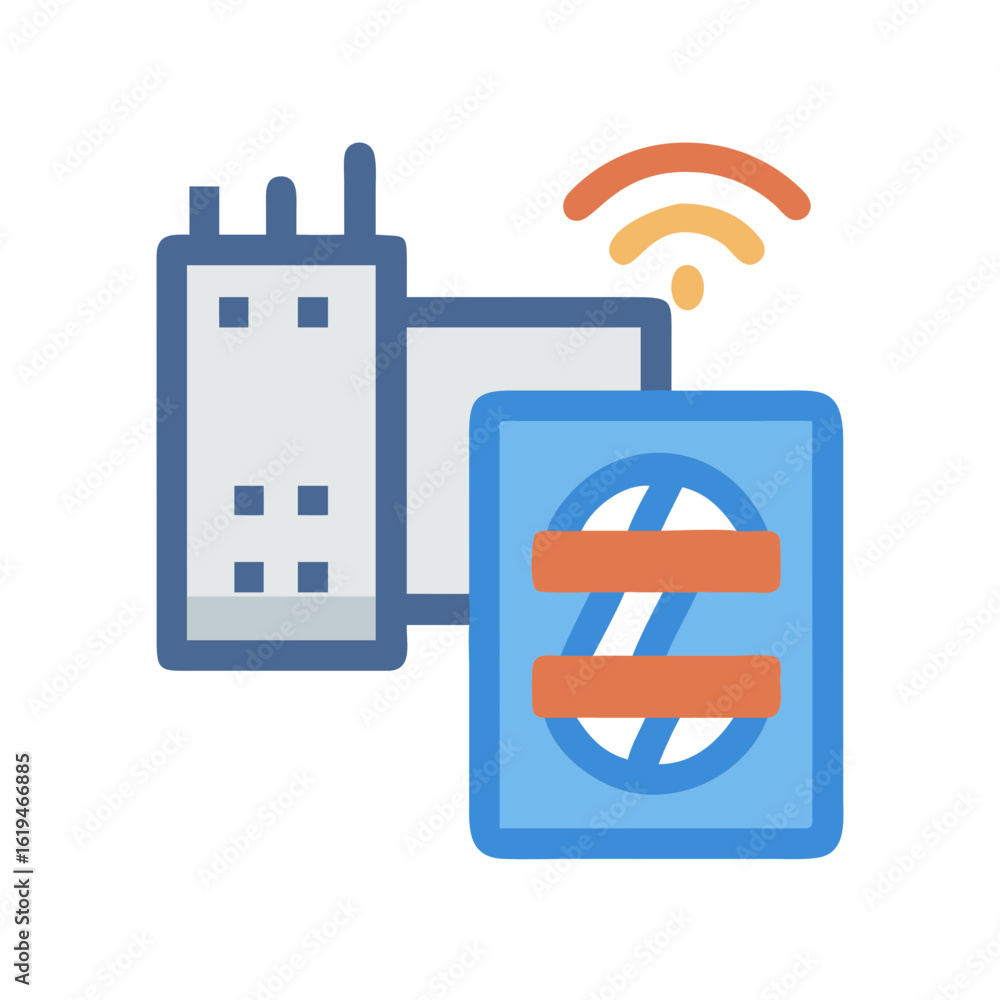 Poster digital network infrastructure icon for communication and technology.