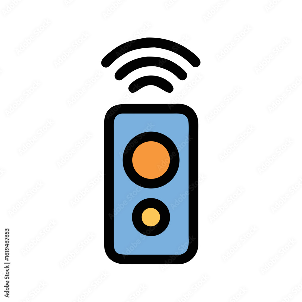 Poster stylized smart speaker with wireless connection in flat design