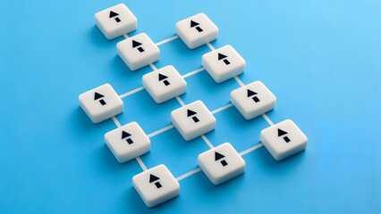 Spade Icons on White Tiles – Minimalist Game Elements on Blue Surface, Card Suit Symbol, Categorization Concept, Flat Tabletop Arrangement