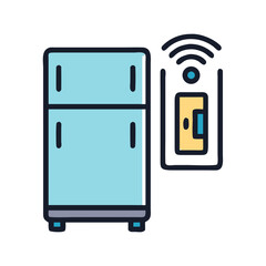 Illustration of a smart refrigerator connected to the internet