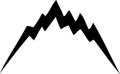 The image shows a stylized black silhouette of a mountain range, often used in designs to represent nature or adventure.