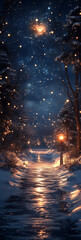 starry night over snowy landscape