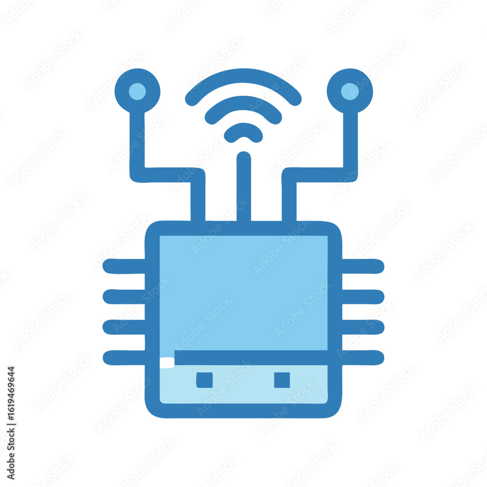 Aufkleber blue circuit board icon representing computer networking technology