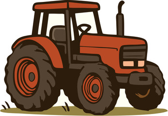 Obraz premium Traktor berwarna merah