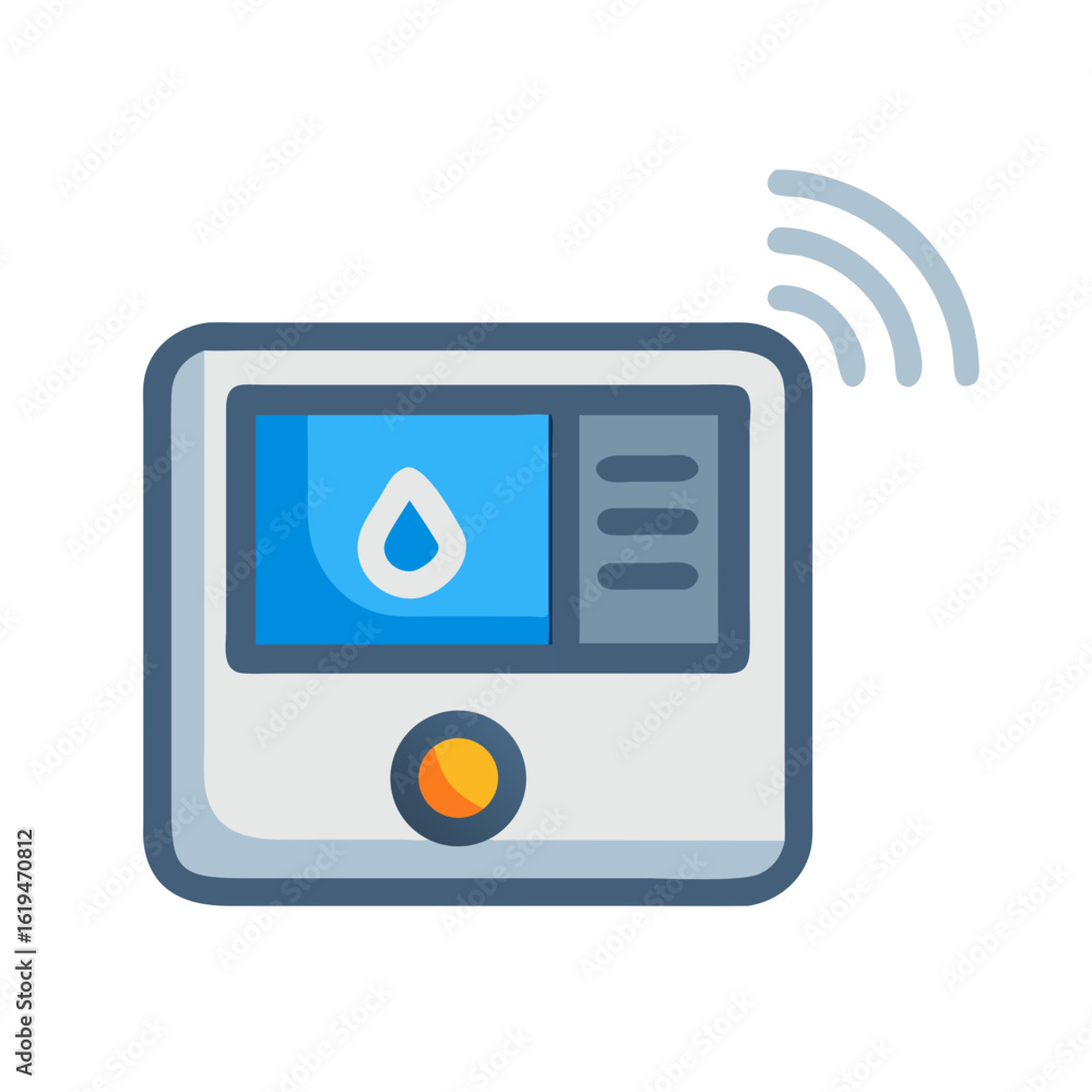 Poster smart water monitoring system with wireless connectivity device icon