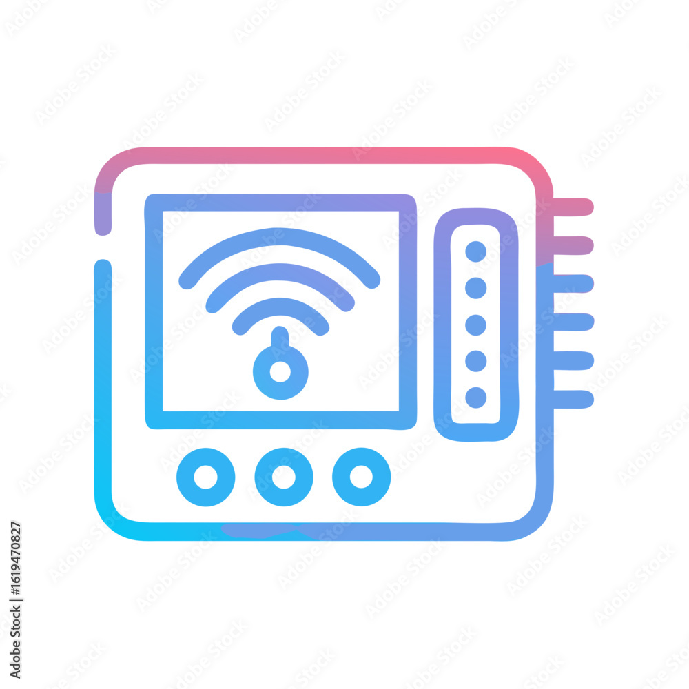 Poster router icon with wifi signal gradient color theme