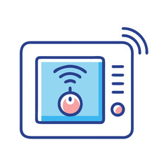 Cute monitor icon with pink and blue color scheme