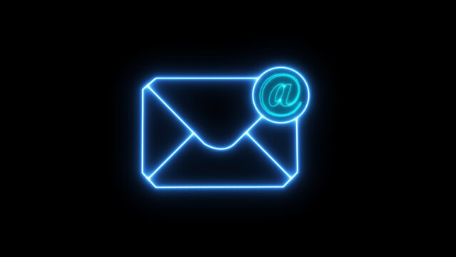A glowing neon blue email icon symbolizing instant digital connection and modern communication - Powered by Adobe